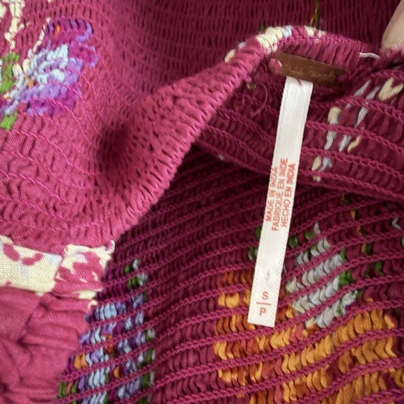 Free People Smocked Floral Maxi Dress Small Boho Witchy Fairy Morning Glory - Picture 6 of 9